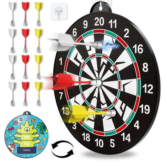 NIB Bennol 14 PCS Double-sided Magnetic Dart Board For Kids - Picture 5 of 12
